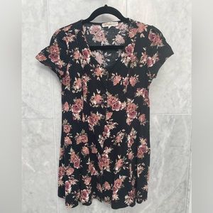 Rewind Dress | Women’s floral black button down mini dress